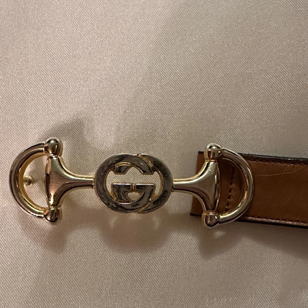 Vintage Gucci Brown Leather Belt with Gold Buckle - Picture 4 of 4
